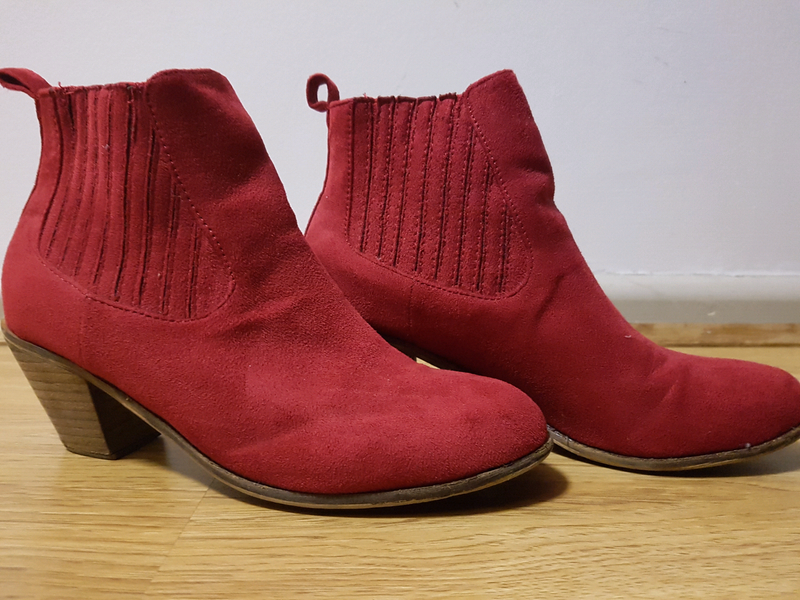red suede boots low heel